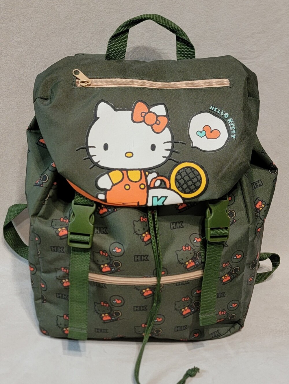 RARE Hello Kitty green tennis theme backpack Sanrio